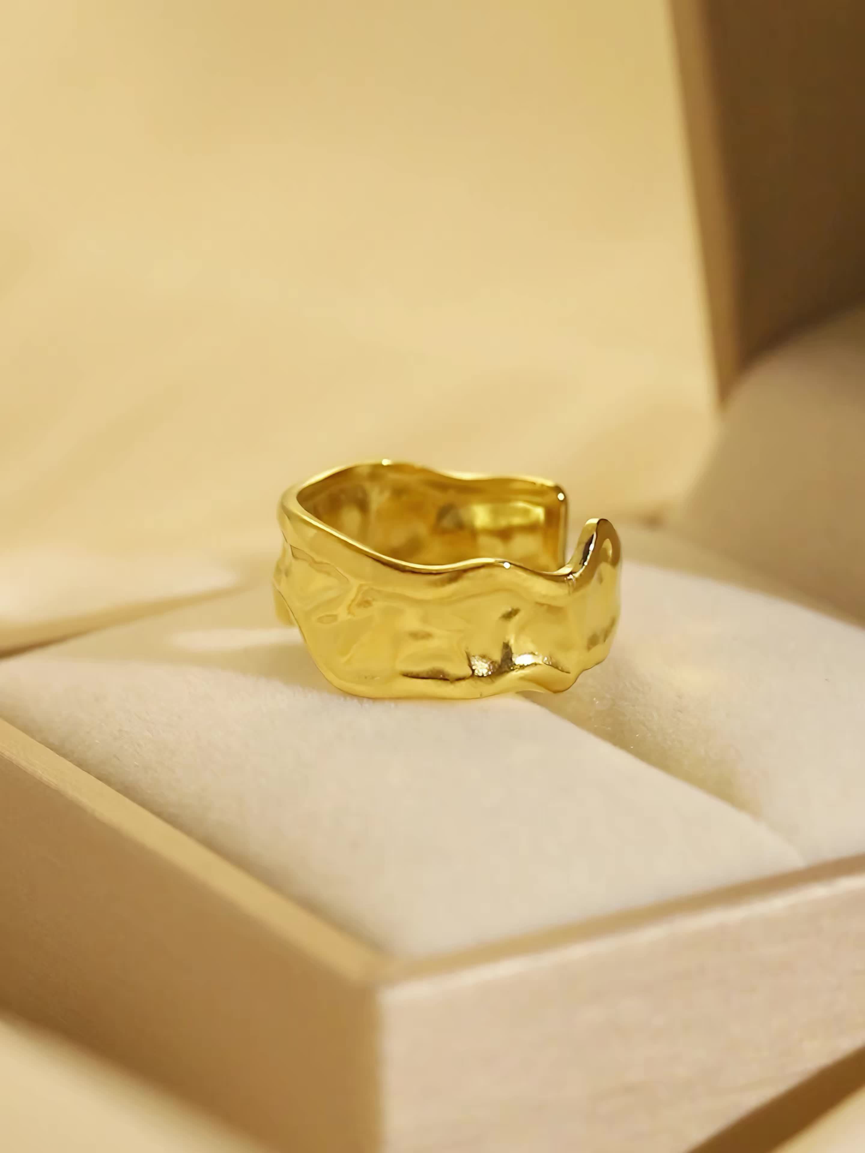 Irregularly Shaped Stainless Steel Open Ring, Unique Design